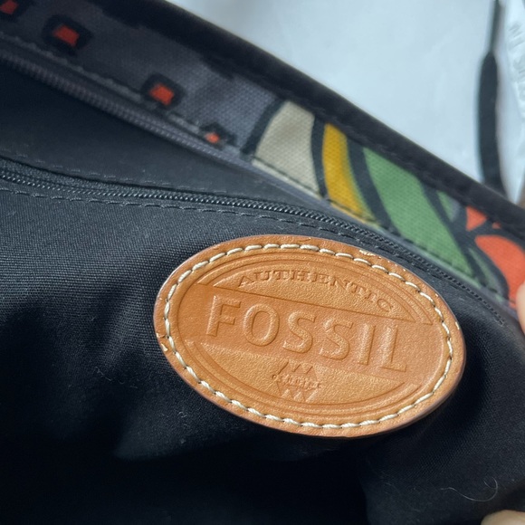 Fossil Handbag Floral Nature Design Coated Canvas Leather Tote Shoulder Bag - Picture 6 of 11